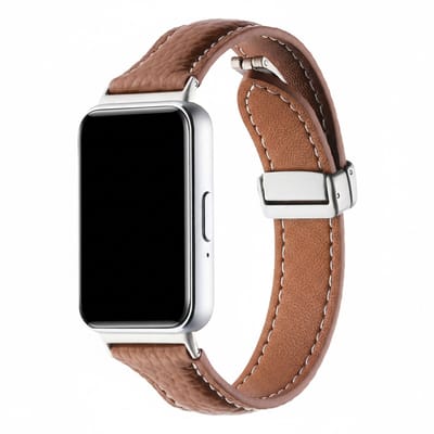 Leren bandje - geschikt voor Huawei Watch Fit 5 (PRO), Watch Fit 4 (Pro), Watch Fit 3 - leer met magneetsluiting - lichtbruin