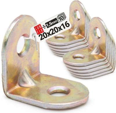LUN FIX - Meubelbouwhoeken Geel Verzinkt - 10 stuks - 20x20x16x1,5 mm - Houtverbinder
