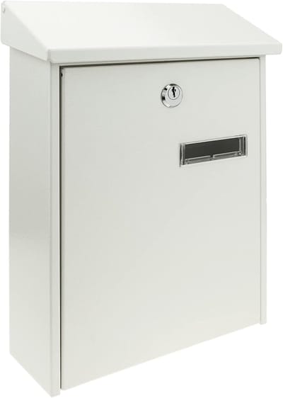 Metalen brievenbus voor brieven en post - Witte kleur - Compacte afmetingen 235 x 75 x 315 mm