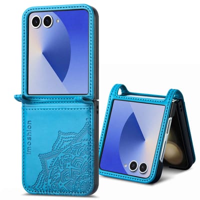 imoshion Hoesje - Geschikt voor Samsung Galaxy Z Flip 7 - Mandala Bookcase flip versie - Turquoise