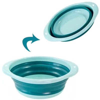 Dailygoody - Opklapbare Wastafel - Multifunctionele Spoelbak - Drupvrij en Stabiliteit - Turquoise - Inklapbare Siliconen Wasmand - Voor Outdoor en Ka..