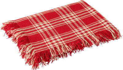 J-Line plaid Geruit - katoen - kerstrood/wit