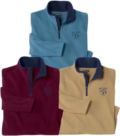ATLAS FOR MEN - Set van 3 heren fleece truien - Ultra licht en warm - Heren fleece truien - Verkrijgbaar in Large
