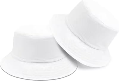 Bucket Hat - Omkeerbaar Vissershoedje - Dubbellaags - Wit & Wit - Reversible - Maat 58 cm - Heren - Dames - Festival Accessoire - Festivalhoedje - Regenhoedje - Zonnehoedje - Emmerhoed - Hoed - Unisex