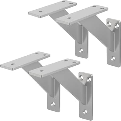 Wandplankhouders - 4 Stuks Aluminium Plankdragers 120x120 mm, Zilver - Zwevende Plankdrager voor Muurmontage