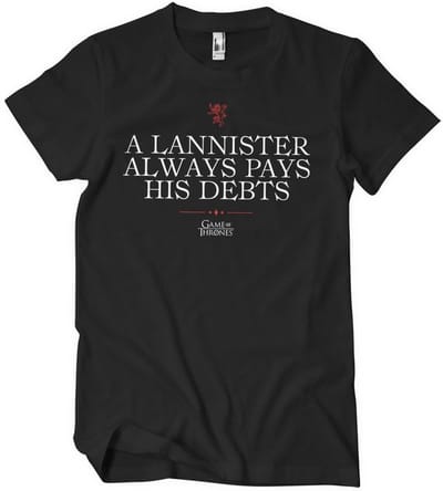 Game of Thrones T-shirt A Lannister betaalt altijd zijn schulden T-shirt WB-1-GOT006-H84-2