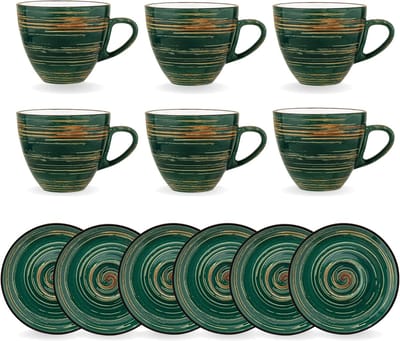 Wilmax ColorBoom Kaffee-Tassen Set, Spiral Grün, 75 ml, 6-teilig WL-669533/AB6