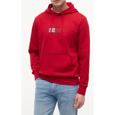 Tommy Hilfiger Script Flag Hoodie Medium Red Größe: S | Kaputzenpullis Outlet | Herren | Rot