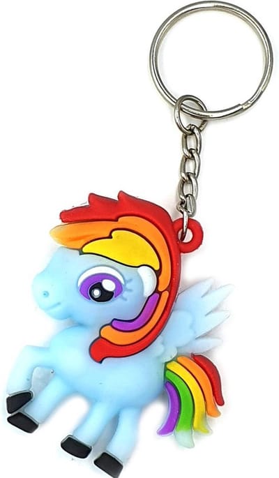 New Age Devi - Sleutelhanger-tashanger in blauw met eenhoorn en regenboog
