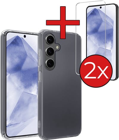Hoesje - Met 2x Screenprotector - Geschikt voor Samsung Galaxy A56 - Sterk & Shockproof - Telefoon Hoes - Back Cover - Siliconen Case - Telefoonhoes - Transparant
