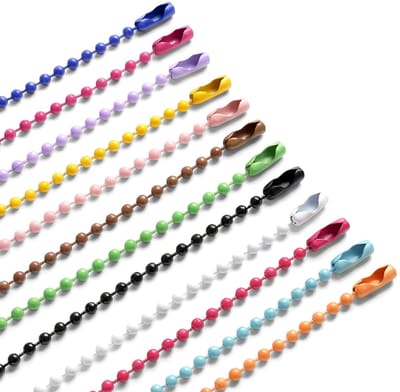 100 Pack Ball Chain Bead Chain Sleutelhanger Dog Tag Ketting Kettingen Kralen Metalen Sleutelhanger 10cm Bal Kettingen Sleutelhangers met Connectoren voor Sieraden Maken Key Craft DIY (Gemengde Kleur)
