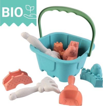 N'JOY LIFE Zandbakspeelgoed BIO - Strand Speelgoed - Schepje/Emmer/Vormpjes - Zandbak Speelgoed Set - Speelset voor op Strand - Zandkastelen Bouwen - Watertafel Speelgoed