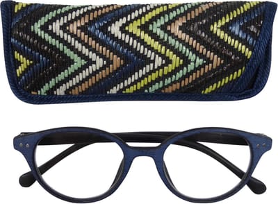 Lilly&June Leesbril Brushed Blauw +3 - Met Bijpassend Etui