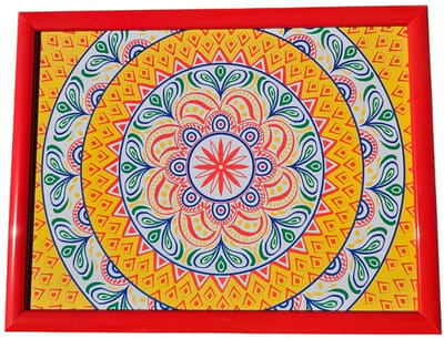Cosy Creations- Schootkussen – Laptray – Dienblad met kussen - Laptoptafel - Schoottafel -mandala rood 43x6.5x33cm-1 stuks