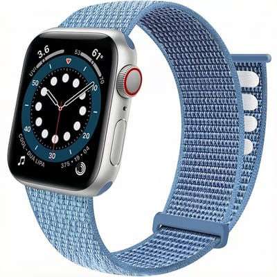 Stravo Nylon Loop Bandje met Klittenband & Verstelbare Sluiting – Geschikt voor Apple Watch 42mm (Series 11/10), 41mm (Series 9/8/7/SE 2), 40mm (Series 6/5/4/SE 1/2/3), 38mm (Series 3/2/1) – Lichtgewicht & Comfortabel – Blauw