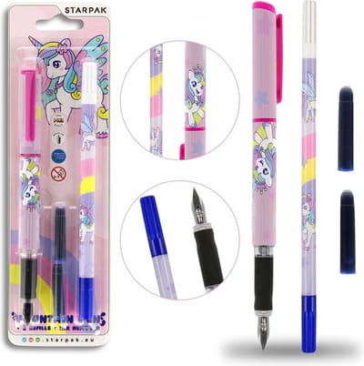Unicorn Eenhoorn Vulpen met Wisser + 2 Patronen