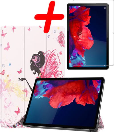 Hoesje Geschikt voor Lenovo Tab P11 Plus - Met Screenprotector - Trifold Bookcase - Hard Cover - Hardcover Book Case - Tablet Hoes - Elfje