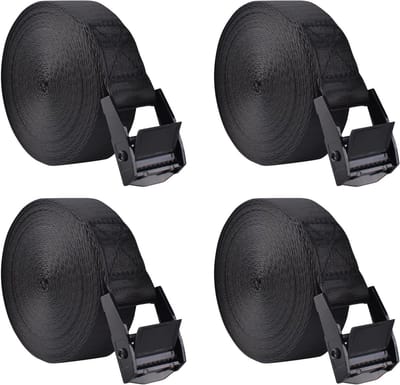 Set van 4 zwarte nylon bagagestraps met verstelbare gespen voor veilig reizen en organisatie