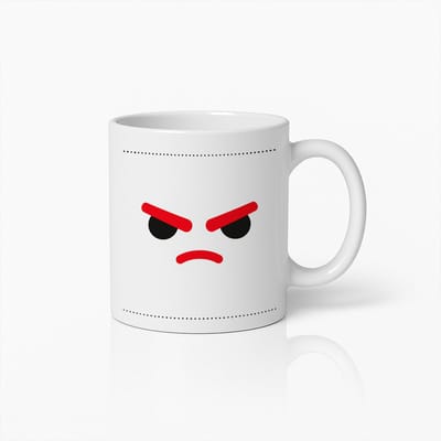 Boos Gezicht Koffiemok 330ml – Grappige Emoji Expressie Mok – Uniek Cadeau voor Vrienden, Collega’s & Koffieliefhebbers