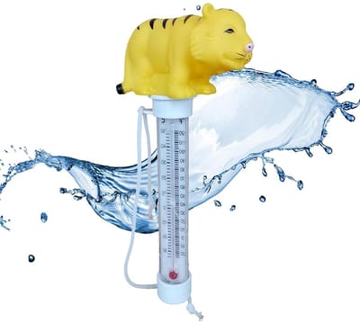 Zwembadthermometer - Watermeter - Watertemperatuur meten - Onbreekbare constructie - 7 x 10 x 21 cm - Tijgerprint