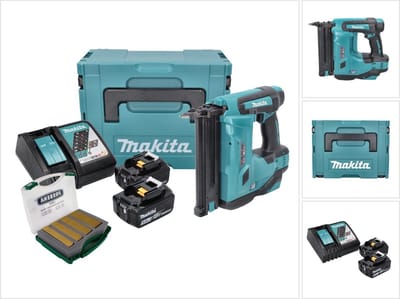 Makita DBN 500 RTJ accu-spijkermachine 18 V 15-50 mm + 2x accu 5,0 Ah + oplader + Makpac + J-Box 8000 spijkers