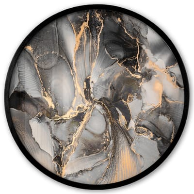 Poster in lijst Rond - Fotolijst 40x40 cm - Posters - Grijs - Luxe - Goud - Marmer - Ronde posterlijst zwart - Decoratie - Wanddecoratie woonkamer - Muurdecoratie slaapkamer