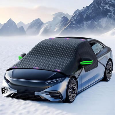 carmdering - Auto Voorruitbeschermer - Sneeuwkap Voor Voorruit - Universele Windschermhoes - Geavanceerde Waterdichte Oxford Stof - Magnetische Bevestiging Met Riemen - Duurzaam Materiaal - Reflecterende Veiligheidsstrips - 1 Stuk