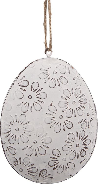 Clayre & Eef Paashanger Ei 8 cm Wit Metaal