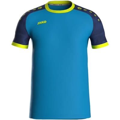 Jako Iconic Shirt Korte Mouw Kinderen - Jako Blauw / Marine / Fluogeel | Maat: 116
