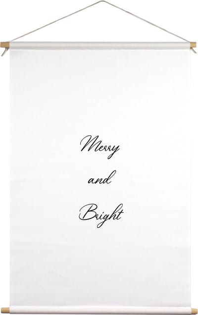 Merry and bright | Textielposter | Textieldoek | Wanddecoratie | 40 CM x 60 CM | Kerst | Kerstdecoratie
