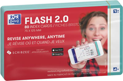 Oxford Flash 2.0 - Flashcards - Blanco - A7 - Mint Groene rand - 80 stuks