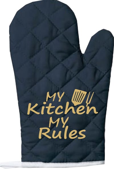 EIZOOK Functionele Ovenwant- Navy Blauw met Gouden Opdruk My Kitchen My Rules