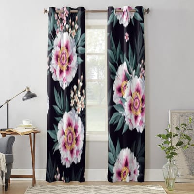 Witte Pioenroos Raamgordijn Voor Woonkamer Slaapkamer Decoratie Gordijnen Luxe Keuken Valgordijnen 135W x 60H(cm) x1