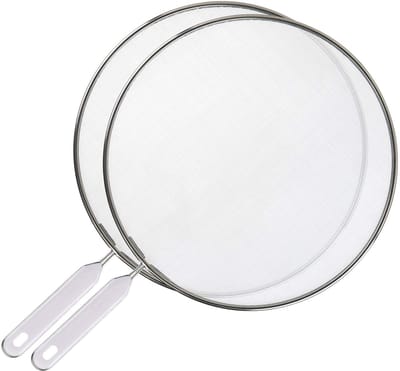 Dailygoods- Pannenspatbescherming 2-delig - Spatdeksel 25/29 cm - Roestvrij Staal - Handgrepen met Kunststof Inzetstuk - Vermindert Vetspatten