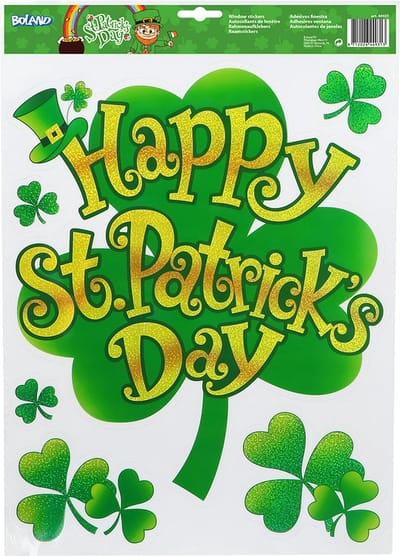Boland - Raamstickers 'Happy St. Patrick's Day' - Geen thema - Klavertje - Ierland - Saint Patrick - Themafeest