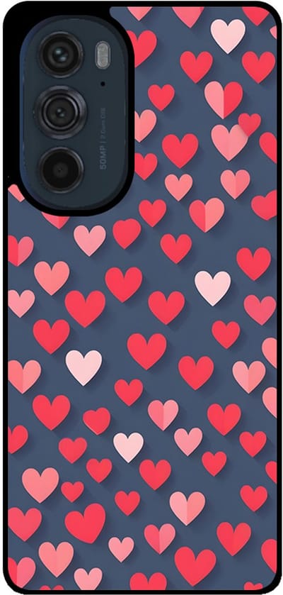 Smartphonica Telefoonhoesje Geschikt voor Motorola Edge 30 Pro met Roze en Rode Hartjes Opdruk - TPU Backcover Case With Rosé and Red Heart Design geschikt voor Motorola Edge 30 Pro