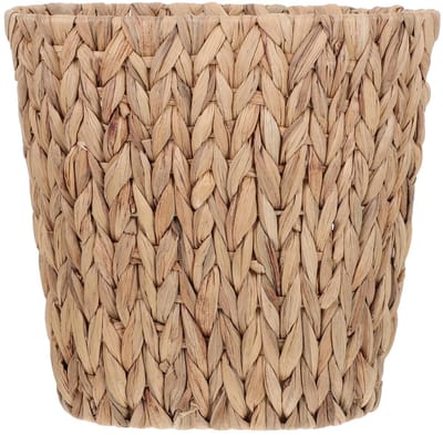 Rieten Prullenbak - Gevlochten Opbergmand - Badkamer Slaapkamer - Ingebouwd Handvat - 32x31x19 cm - Natuurlijk Geel