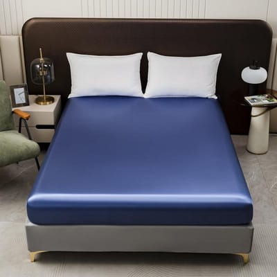 1PC Satijn Zijde Hoeslaken Zijdezacht Hoeslaken met Elastische Band 360 All-inclusive Glad Onderlaken voor Tweepersoonsbed Queen/King Twin99x190 white