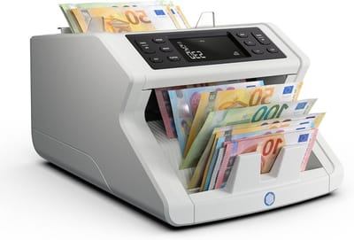 Geldtelmachine - Biljetteller Biljettelmachine - Geld Tellen - 5-voudige Detectie - 29.5 x 25 x 18 cm - Wit
