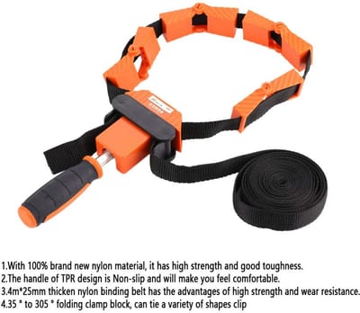 Dailygoods- Frameklem met 4m Strap - Verstelbaar - Multifunctioneel - Voor Foto/Meubel - Eenvoudig in Gebruik - Stevige Canvas Strap - Spanband