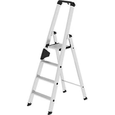 Munk vouwladder - aluminium - enkelzijdige toegang - geribbelde treden - tot 150 kg - nivello ladderschoenen - 4 treden