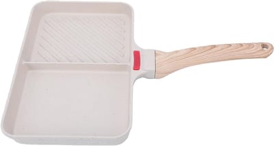Verdeelde Pan - Eierkoekenpan Grillpan - Ontbijt Koken - Antiaanbaklaag Rookvrij - Twee Secties - Zwart