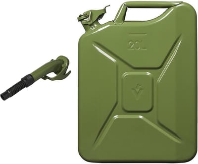 Proplus Metalen jerrycan - groen - voor brandstof - 20 liter - incl. schenktuit van 24 cm - 85 x 36 x 49 cm