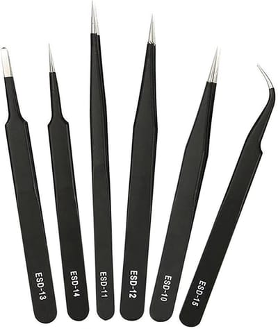 Precisie Pincet - Antistatisch Gereedschap - Elektronische Reparatie - Roestvrij Staal - Zwart
