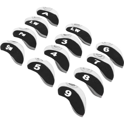 12 STUKS Golfclub Hoofdbeschermers Golf IJzeren Stok Nummer Hoes Club Beschermende Hoofdbeschermer Zwart white