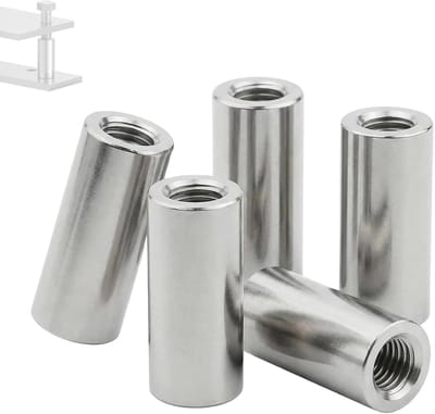 Ronde schroefdraadhulzen M6 x 35 mm van roestvrij staal 304 V2A voor mechanische montage en bevestiging, 5 stuks afstandshulzen voor duurzame toepassingen