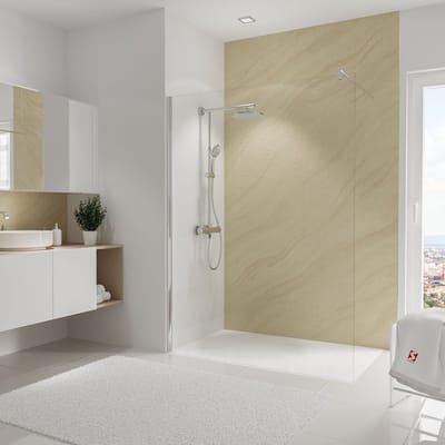 Schulte achterwand - zandsteen - 150x255 - zelf inkortbaar en zelfklevend -wanddecoratie - muurdecoratie - badkamer wandpanelen - wandbekleding