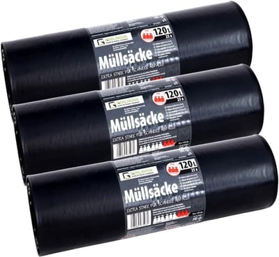Extra sterke zwarte vuilniszakken 120 liter - Scheurvast en XXL formaat (70 x 110 cm) - 25 stuks