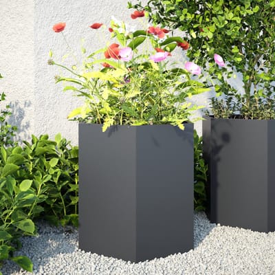 vidaXL - Plantenbakken - 2 - st - zeshoek - 46x40x45 - cm - staal - antracietkleurig