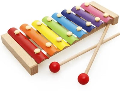 Flero Houten Xylofoon voor Kinderen met 8 Metalen Tonen in C-majeur - Glockenspiel Muziekinstrument - Montessori Educatief Speelgoed met Houten Klopper - Cadeau